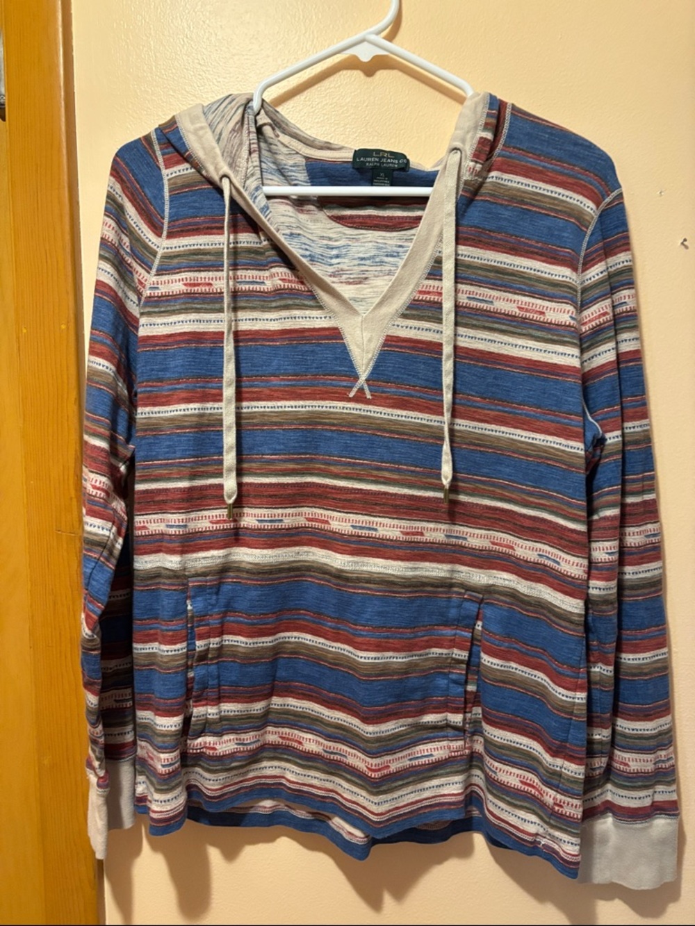 Ralph Lauren Striped Hooded Pullover - Blue, Red, Tan